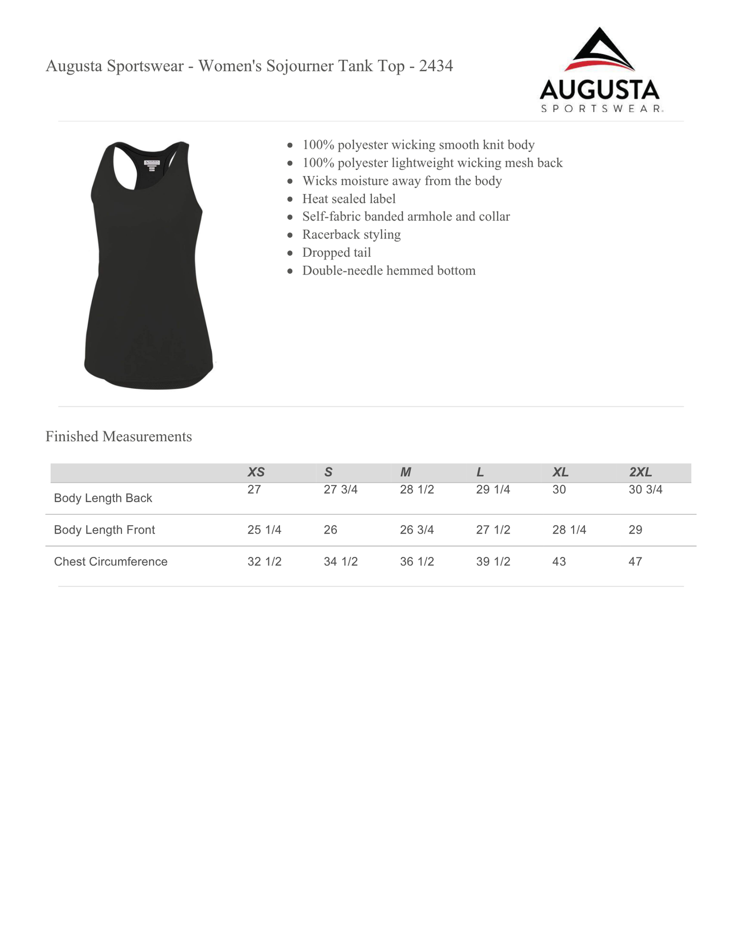 Womens Augusta Performance Tank