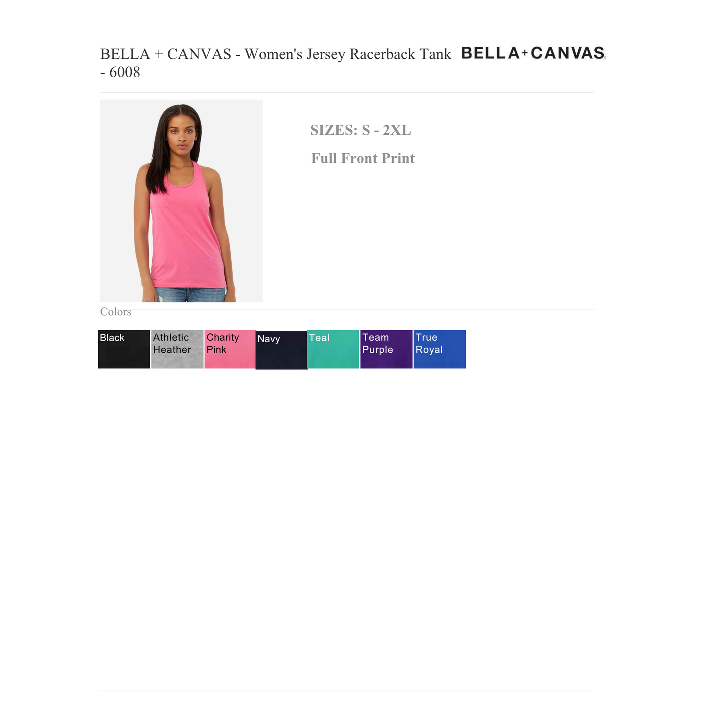 Bella Womens Racerback Tank