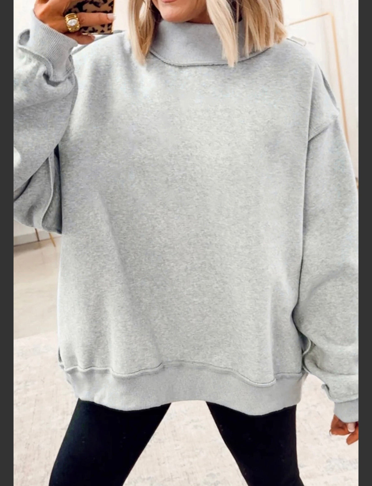 Mock Neck Sweatshirt, Reversible