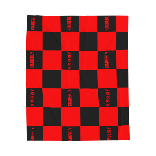 Kimberly Checkered Velveteen Plush Blanket