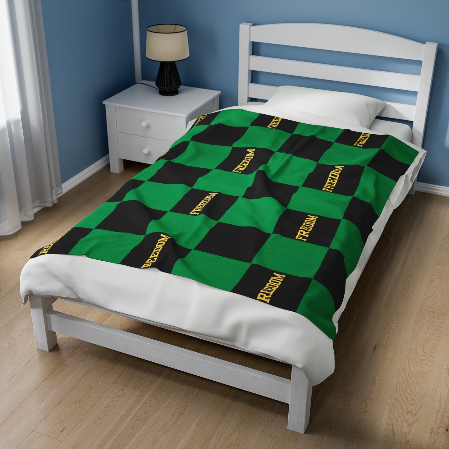 Checkered Freedom, Velveteen Plush Blanket