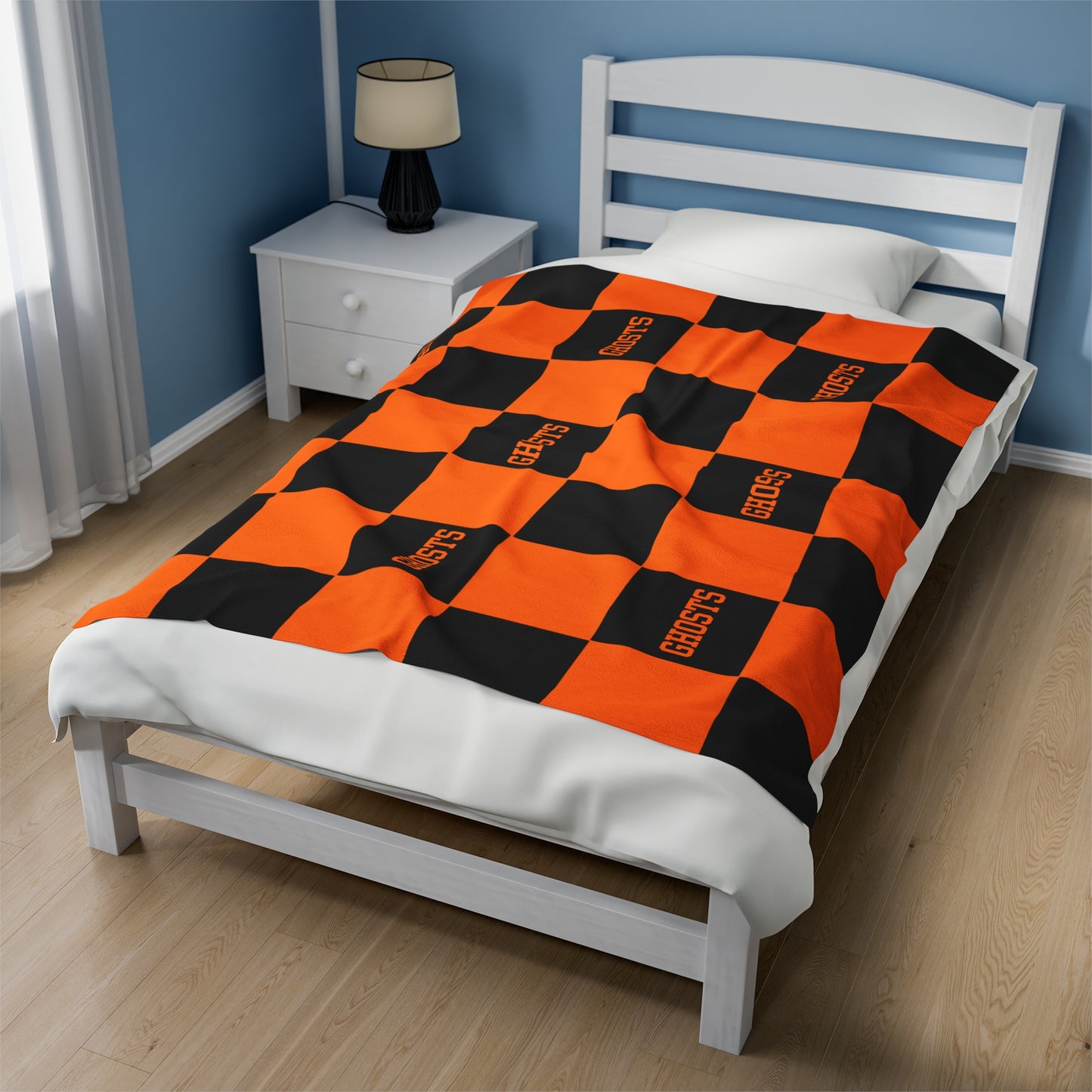 Ghosts Checkered Velveteen Plush Blanket