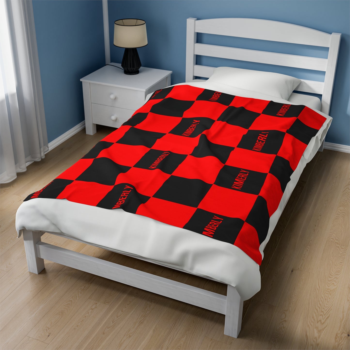 Kimberly Checkered Velveteen Plush Blanket