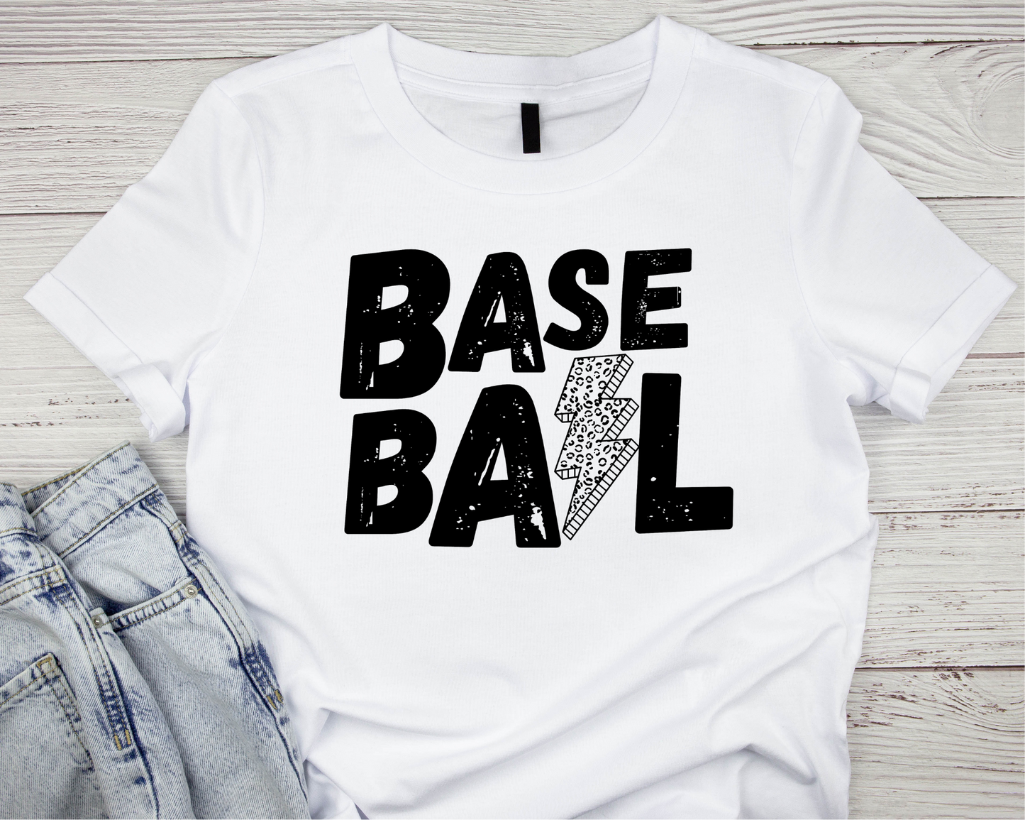 Baseball Lightening Bolt, Unisex Bella Tshirt