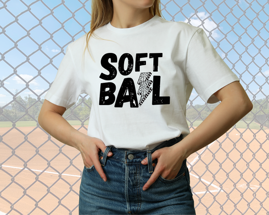 Softball Lightening Bolt, Unisex Bella Tshirt