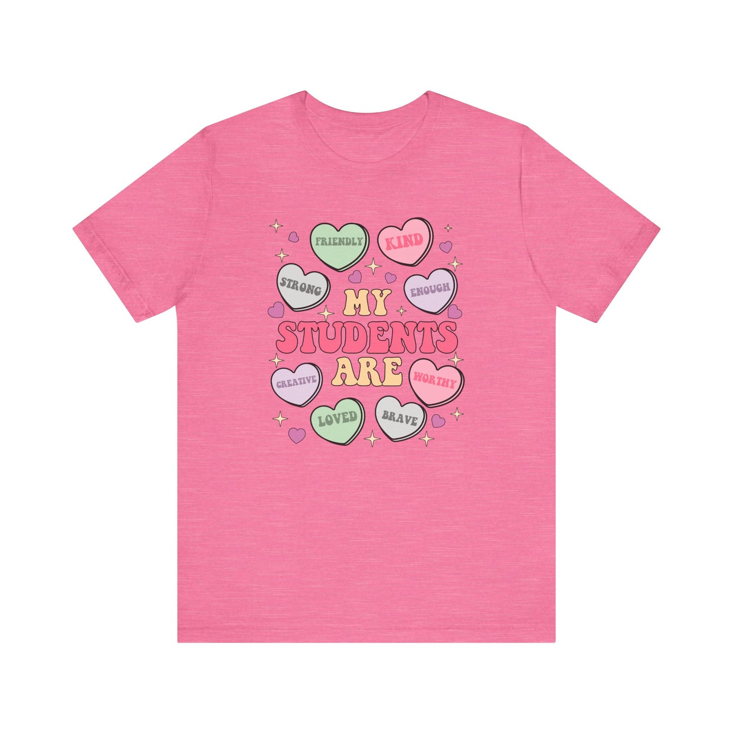 Teacher Valetine Candy Hearts, Unisex Bella Tshirt