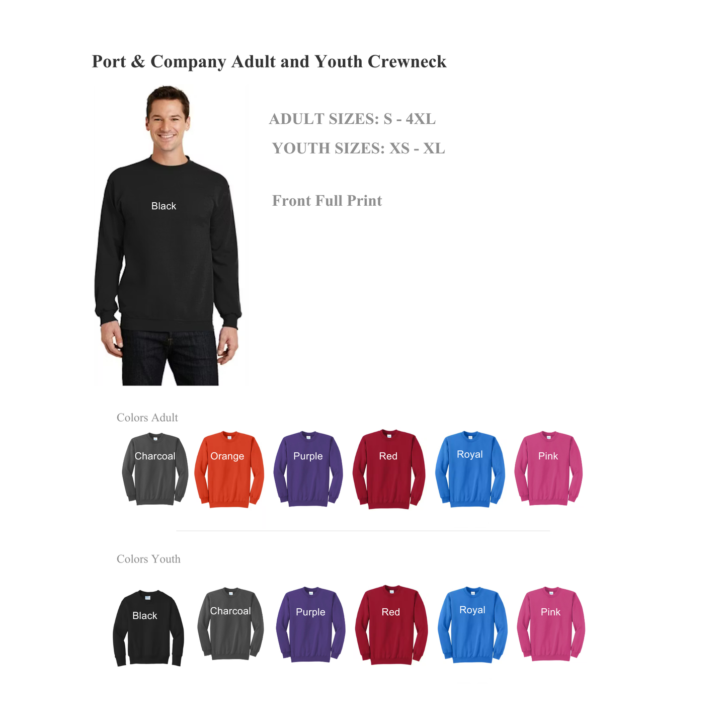 Port & Company Unisex Youth & Adult Crewneck