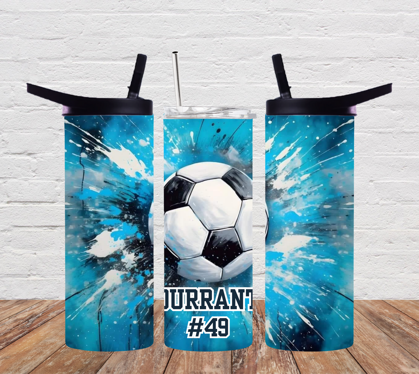 Soccer Blue Splatter Duo Lid Tumbler