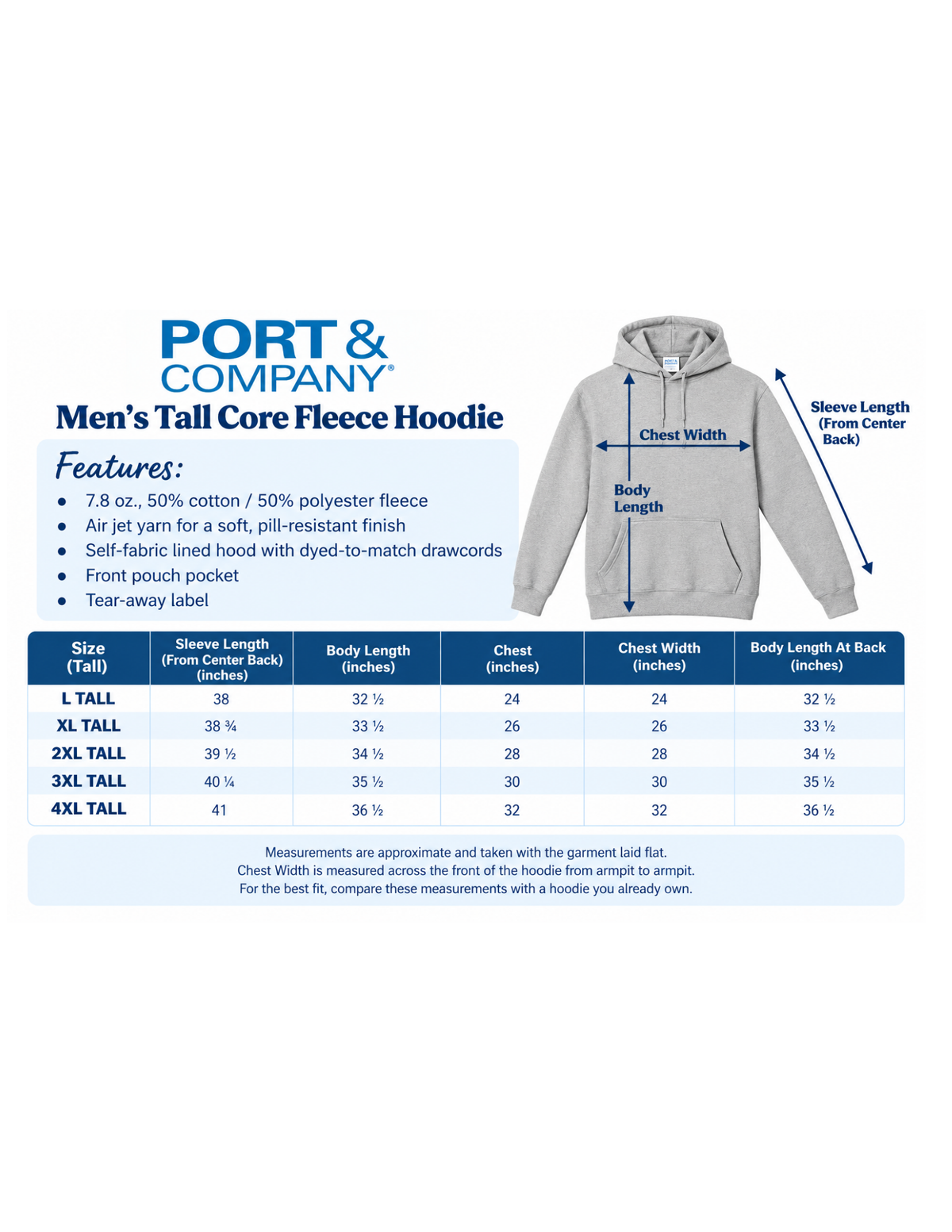 MEN'S TALL Port and Company Hoodie